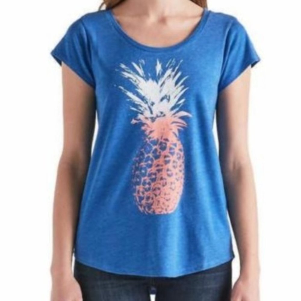 LUCKY Brand Hi-Lo Pineapple Graphic T-shirt EUC sz M